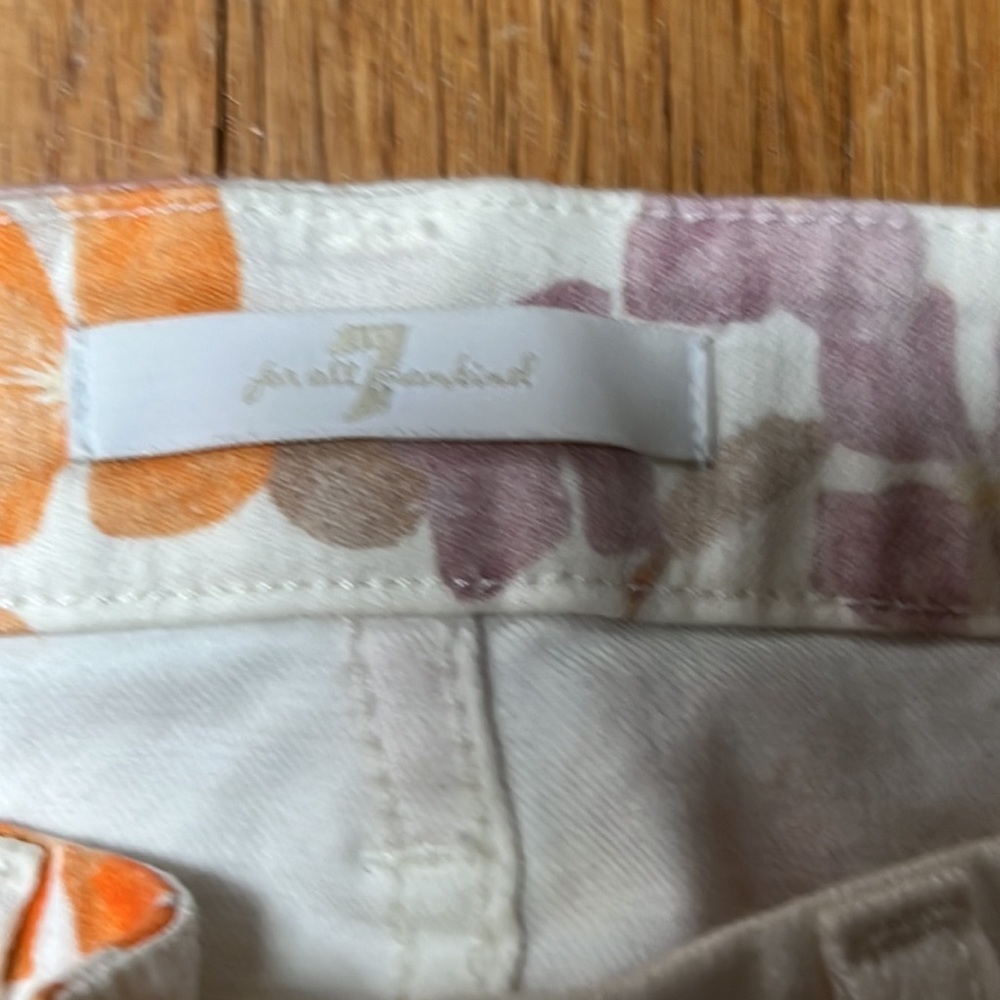 Women’s 7 For All Mankind White Floral Jeans Size 28 - Picture 3 of 5